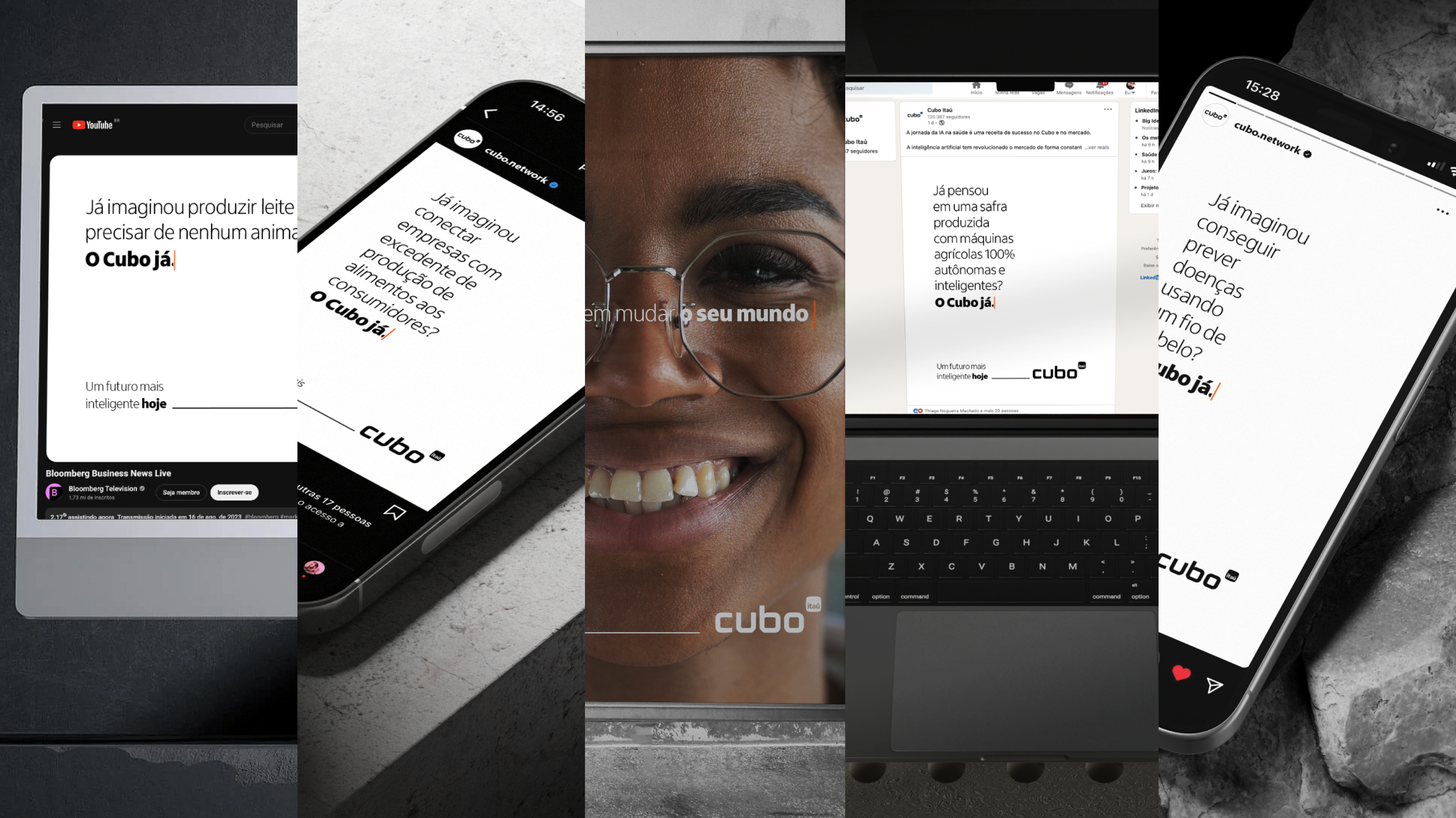 Desdobramentos da campanha em YouTube, Instagram, LinkedIn e redes sociais